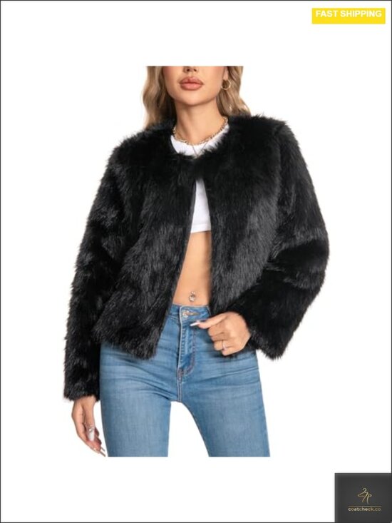 Jackets & Blazers - Faux Fur Coat Women Fuzzy Fluffy Long Sleeve Winter Jacket with Pockets Plus